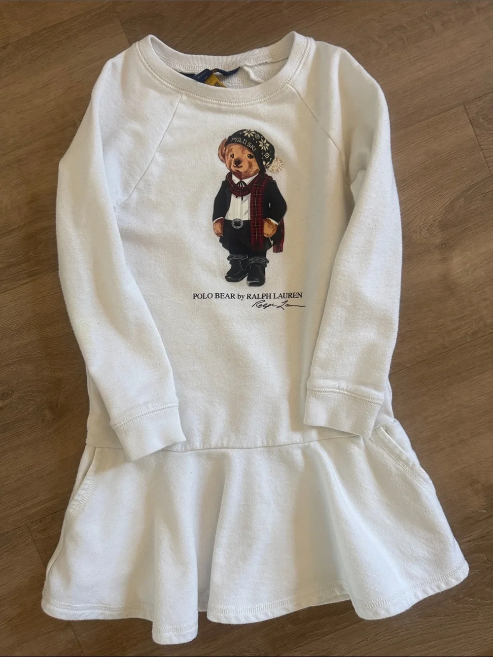 Ralph Lauren Cream Polo Bear Sweatshirt Dress
